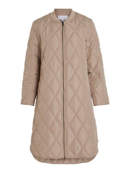 Vila Quila New Highlow Quilted Jacket Simply Taupe