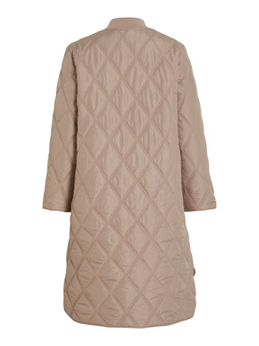 Vila Quila New Highlow Quilted Jacket Simply Taupe