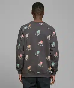 Dedicated Sweatshirt Malmoe Lawn Chair AOP Charcoal