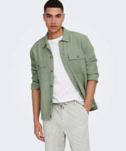 Only & Sons Kennet Linen Overshirt Green