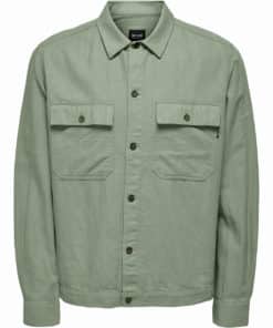 Only & Sons Kennet Linen Overshirt Green