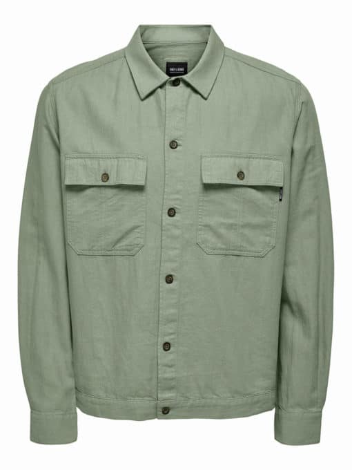 Only & Sons Kennet Linen Overshirt Green