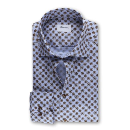 Stenströms Light Blue Floral Oxford Shirt