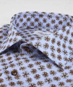 Stenströms Light Blue Floral Oxford Shirt