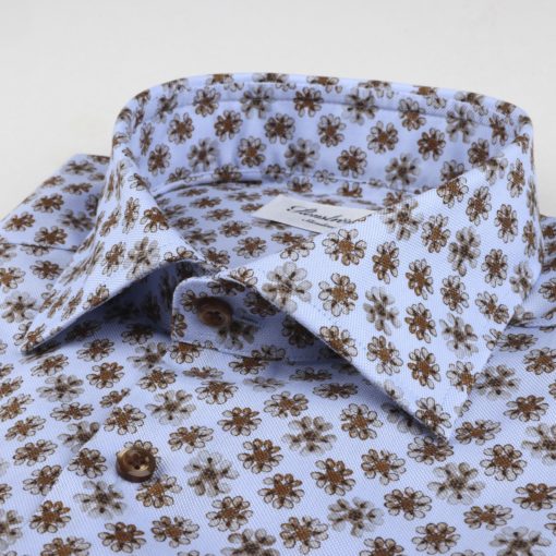 Stenströms Light Blue Floral Oxford Shirt