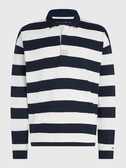 Tommy Hilfiger Block Striped Rugby Shirt Ecru/Desert Sky