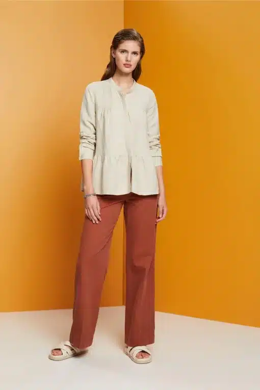 Esprit Linen Blend Blouse Light Taupe