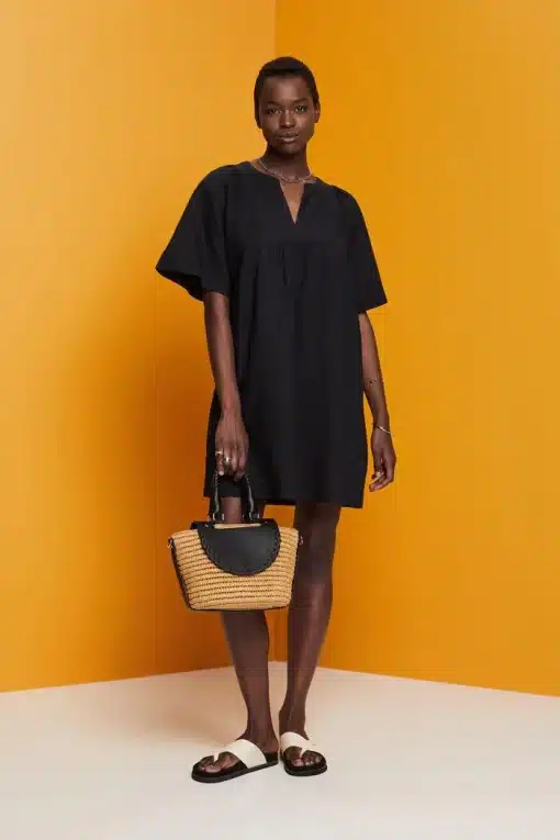 Esprit Linen Blend Dress Black