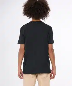 Knowledge Cotton Apparel Big Owl Front Print T-shirt Black