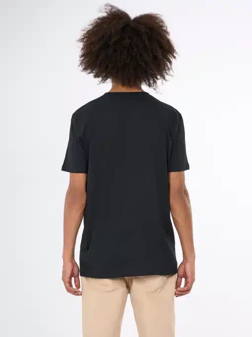 Knowledge Cotton Apparel Big Owl Front Print T-shirt Black