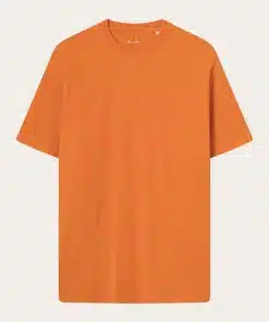 Knowledge Cotton Apparel Big Owl Front Print T-shirt Gusset Orange