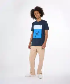 Knowledge Cotton Apparel Whale Front Print T-shirt Total Eclipse