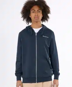 Knowledge Cotton Apparel Zip Hood Kangaroo Trademark Total Eclipse
