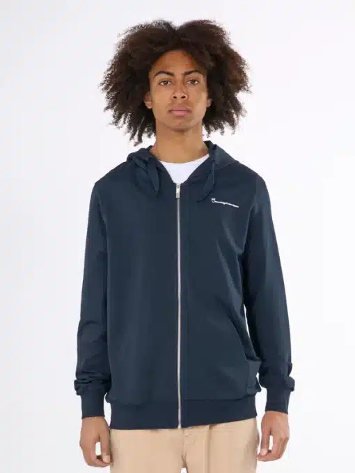 Knowledge Cotton Apparel Zip Hood Kangaroo Trademark Total Eclipse
