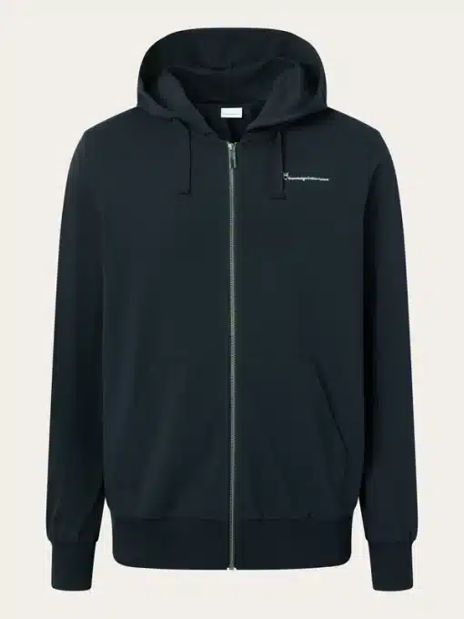 Knowledge Cotton Apparel Zip Hood Kangaroo Trademark Total Eclipse