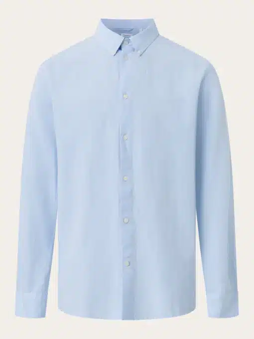 Knowledge Cotton Apparel Custom Fit Line Blend Shirt Skyway