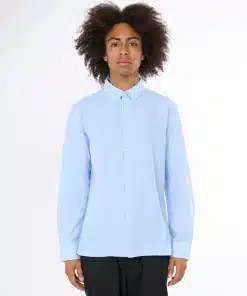 Knowledge Cotton Apparel Custom Fit Line Blend Shirt Skyway