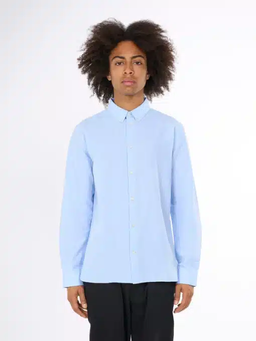 Knowledge Cotton Apparel Custom Fit Line Blend Shirt Skyway