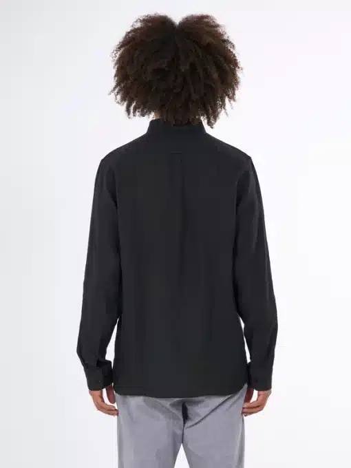 Knowledge Cotton Apparel  Custom Fit Linen Shirt Black Jet