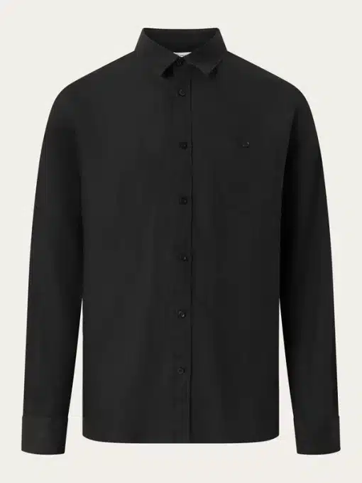 Knowledge Cotton Apparel  Custom Fit Linen Shirt Black Jet