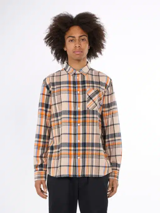Knowledge Cotton Apparel Relaxed Fit Big Checked Shirt Navy Check