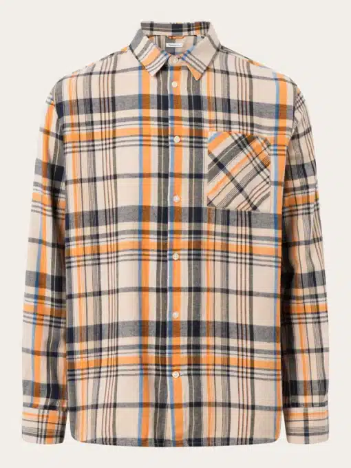 Knowledge Cotton Apparel Relaxed Fit Big Checked Shirt Navy Check