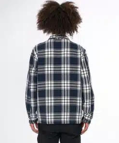 Knowledge Cotton Apparel Checkered Overshirt Navy Check