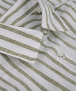 Stenströms Siri Green Striped Linen Shirt