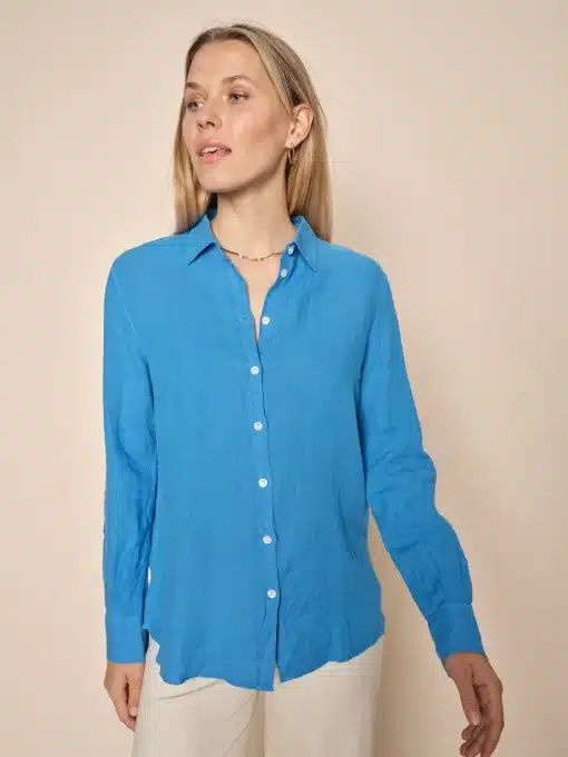 Mos Mosh Karli Linen Shirt Blue Aster