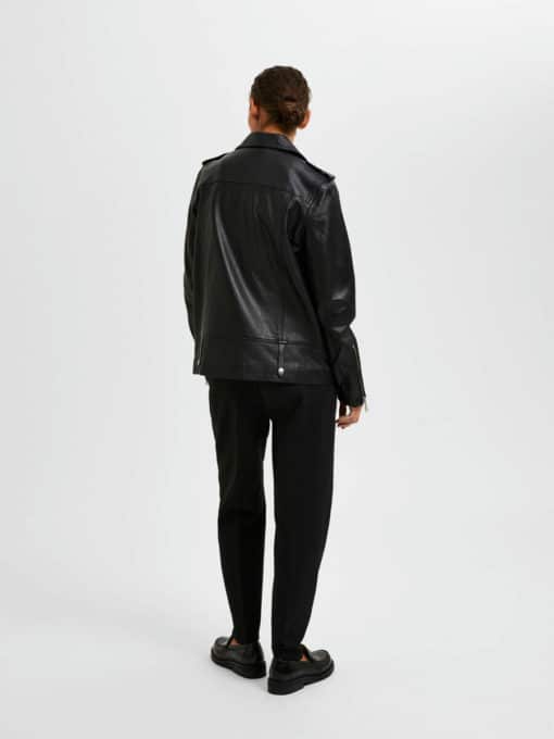 Selected Femme Madison Leather Jacket Black