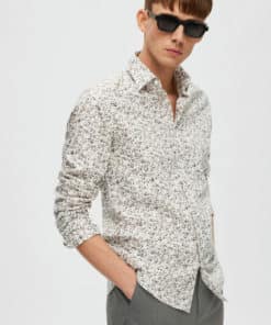 Selected Homme Slimethan Aop Shirt Egret