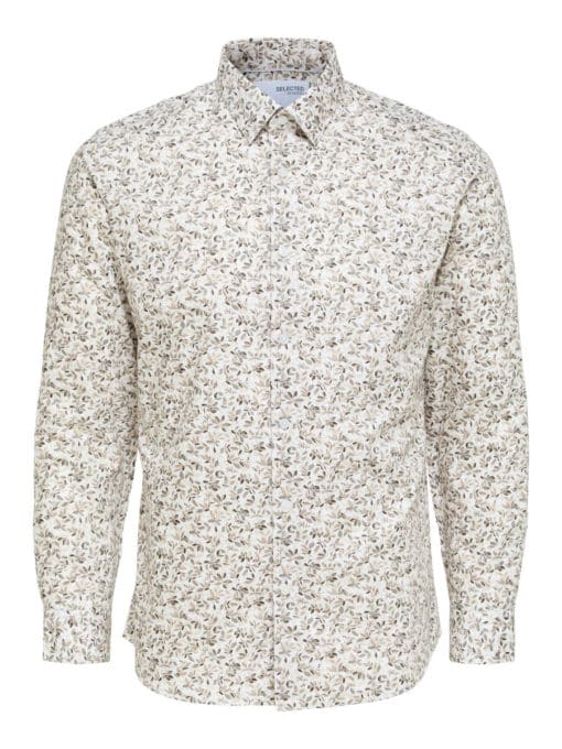 Selected Homme Slimethan Aop Shirt Egret