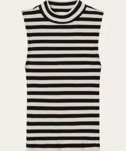 Knowledge Cotton Apparel Striped High Neck Rib Top