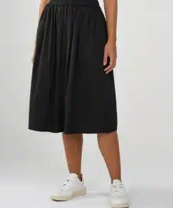 Knowledge Cotton Apparel Poplin Elastic Waist Skirt Black Jet