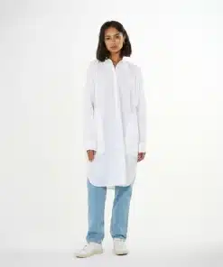 Knowledge Cotton apparel Poplin Dropped Shoulder Shirt Dress Bright White