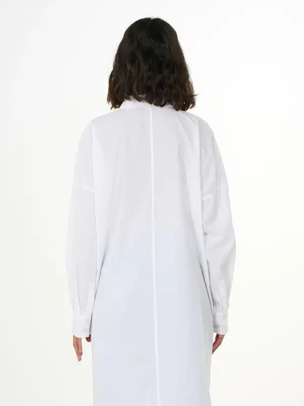 Knowledge Cotton apparel Poplin Dropped Shoulder Shirt Dress Bright White