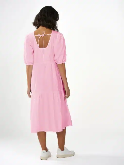 Knowledge Cotton Apparel Puff Sleeve Poplin Dress Parfait Pink