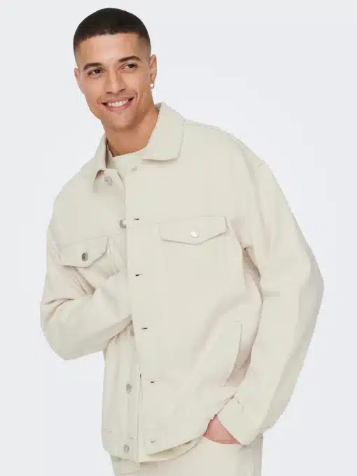 Only & Sons Rick Oversized Denim Jacket Ecru