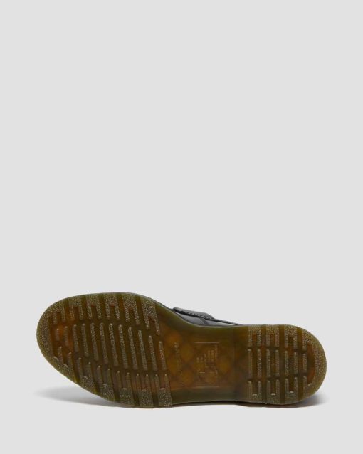 Dr. Martens Adrian Yellow Stitch Leather Tassle Loafers Men Smooth Black