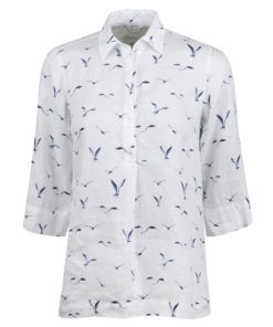 Stenströms Stella White Linen Pop-Over Shirt