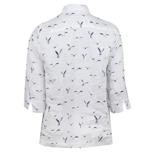 Stenströms Stella White Linen Pop-Over Shirt