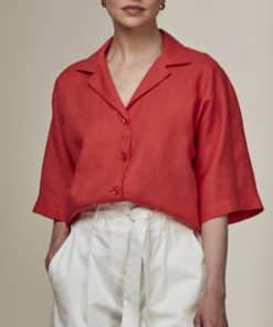 Ellie Red Linen Shirt