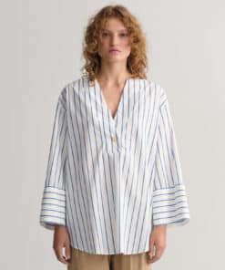 gant Woman Relaxed Pop-Over Striped Shirt White