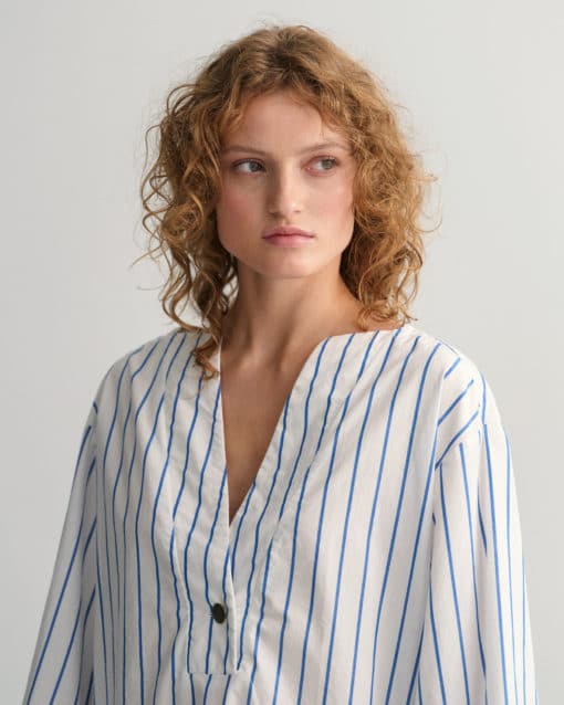gant Woman Relaxed Pop-Over Striped Shirt White