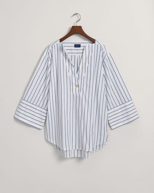 gant Woman Relaxed Pop-Over Striped Shirt White