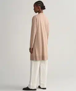 Gant Woman Linen Blend Long V-Neck Cardigan Horn Beige