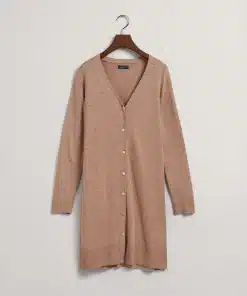 Gant Woman Linen Blend Long V-Neck Cardigan Horn Beige