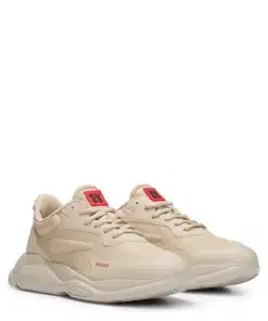 Hugo Leon Mixed Materials Trainers Light Beige