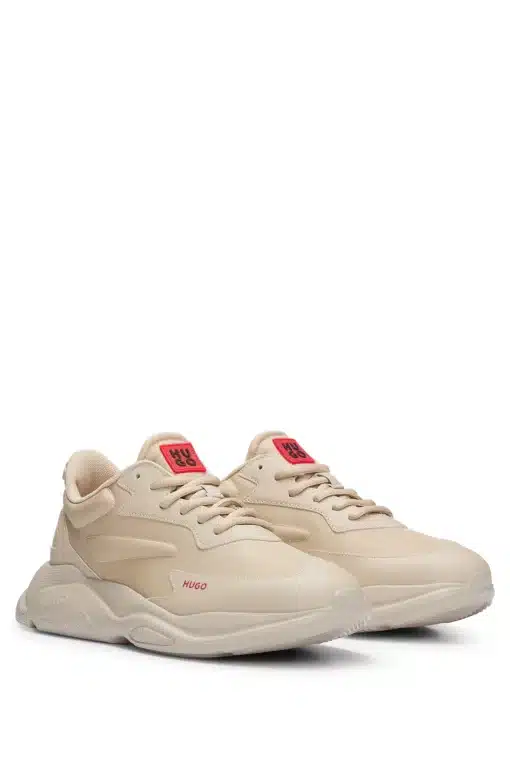 Hugo Leon Mixed Materials Trainers Light Beige