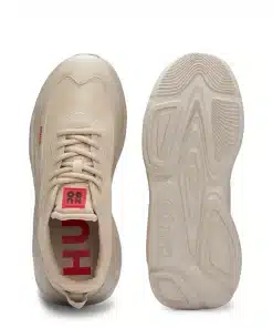 Hugo Leon Mixed Materials Trainers Light Beige